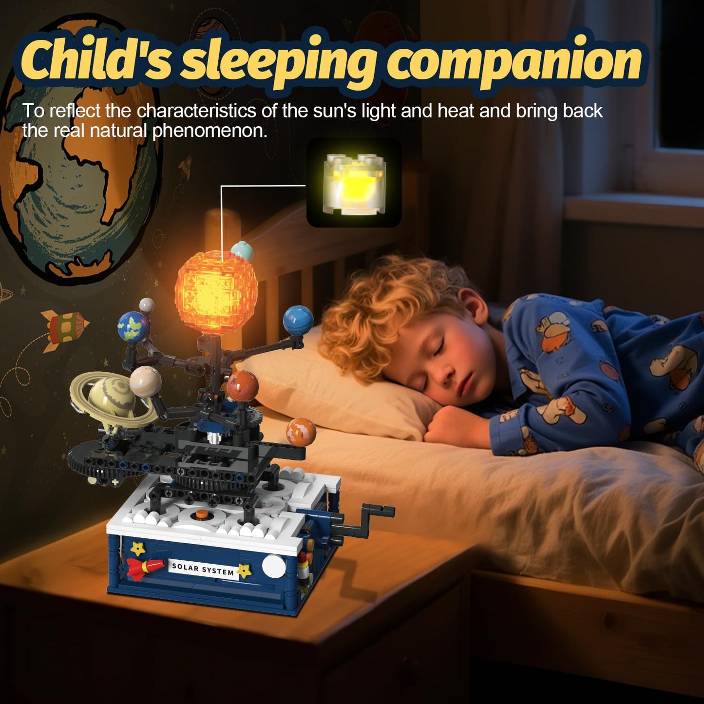 Gohero Solar System Building Set – 775 PCS, Rotatable Planets & Glowing Sun, Lego Space Compatible
