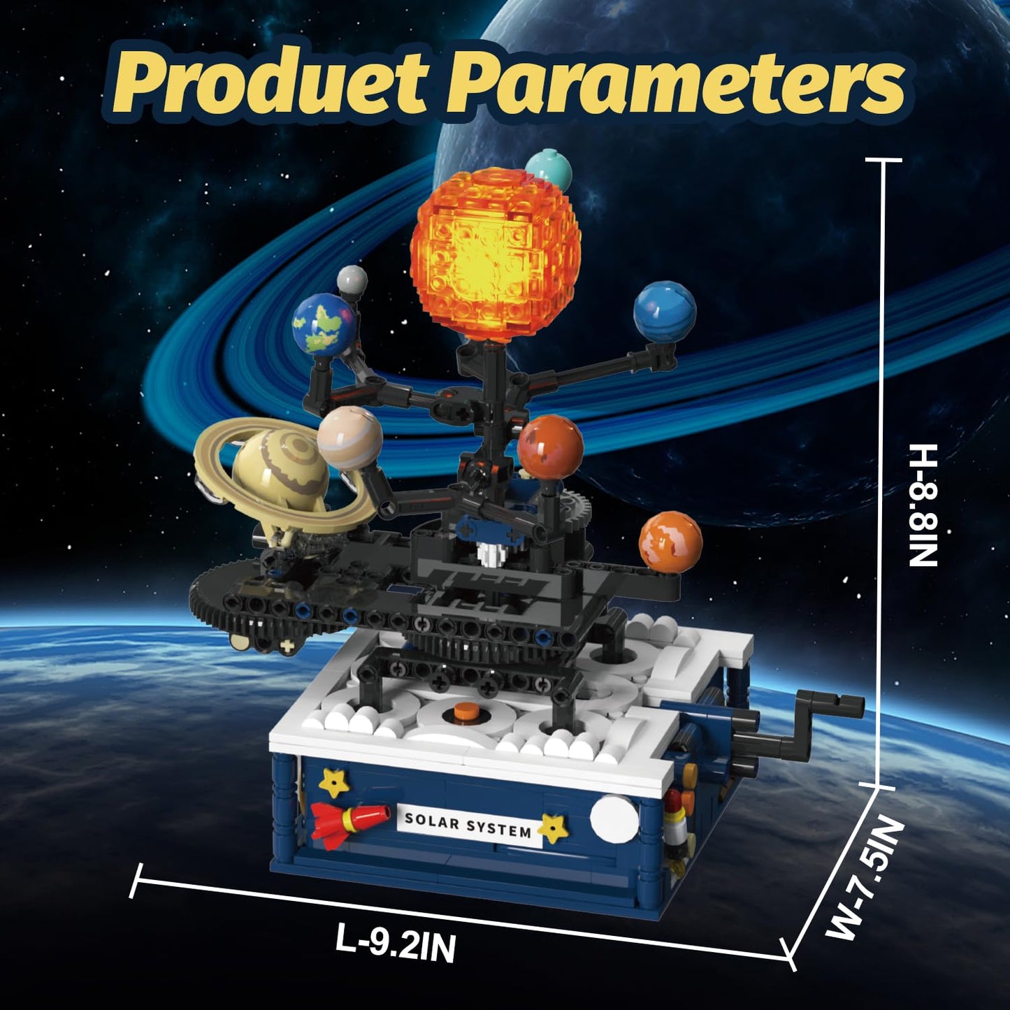 Gohero Solar System Building Set – 775 PCS, Rotatable Planets & Glowing Sun, Lego Space Compatible