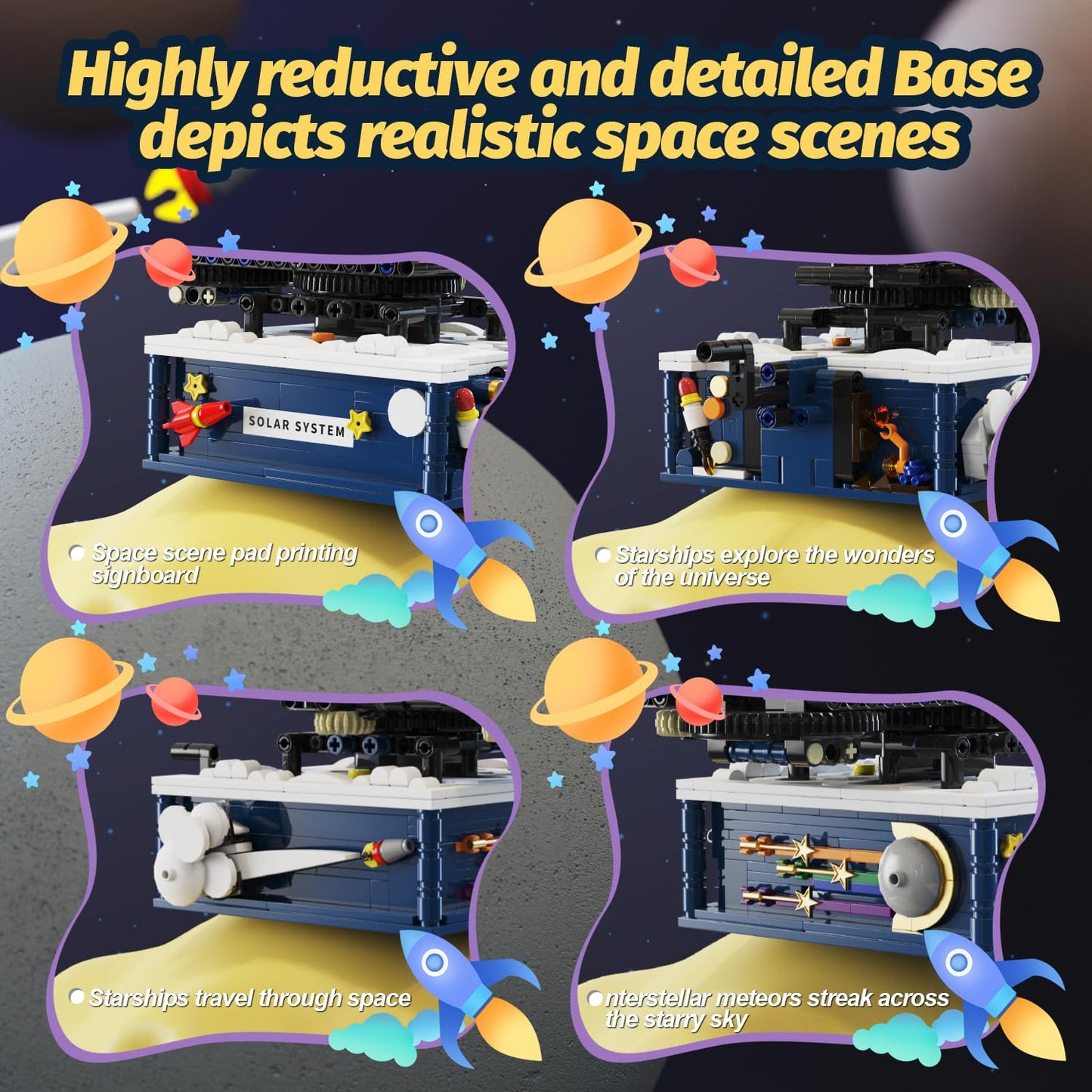 Gohero Solar System Building Set – 775 PCS, Rotatable Planets & Glowing Sun, Lego Space Compatible