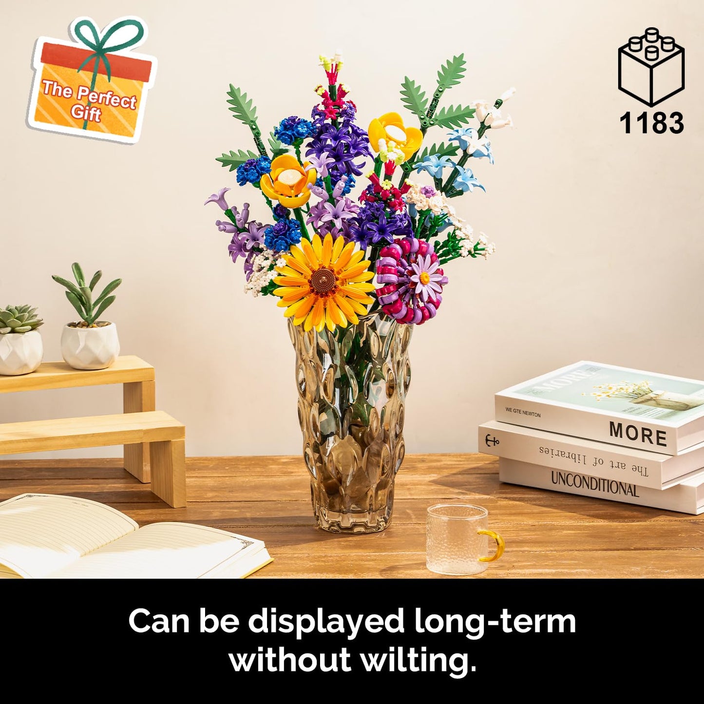 Gohero Sunflower Building Blocks Set (1183PCS) – LEGO-Compatible Flowers for Adults | Home Decor & Gift