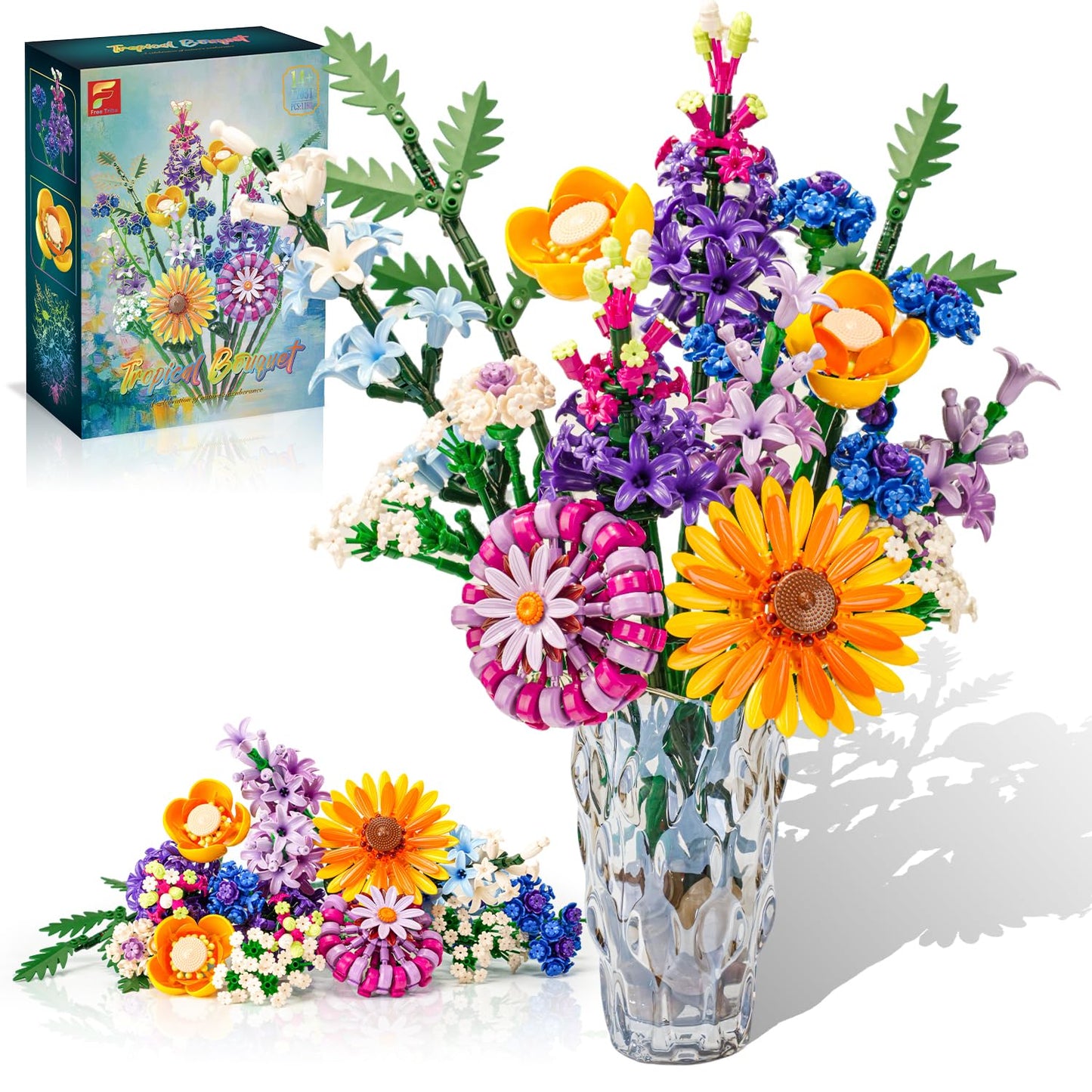 Gohero Sunflower Building Blocks Set (1183PCS) – LEGO-Compatible Flowers for Adults | Home Decor & Gift