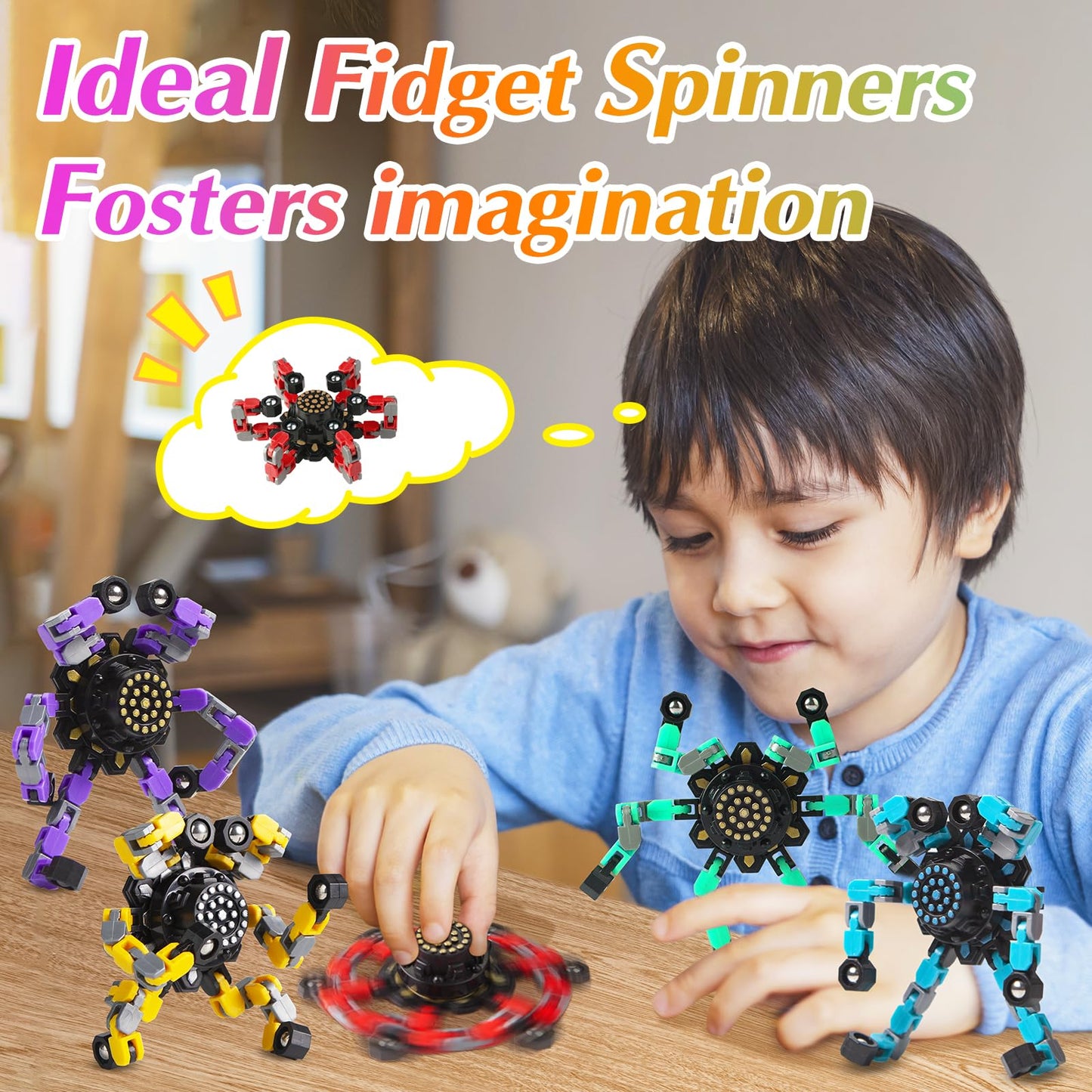 Gokeey Transformable Fidget Spinners – Stress Relief Sensory Toy for Kids & Adults