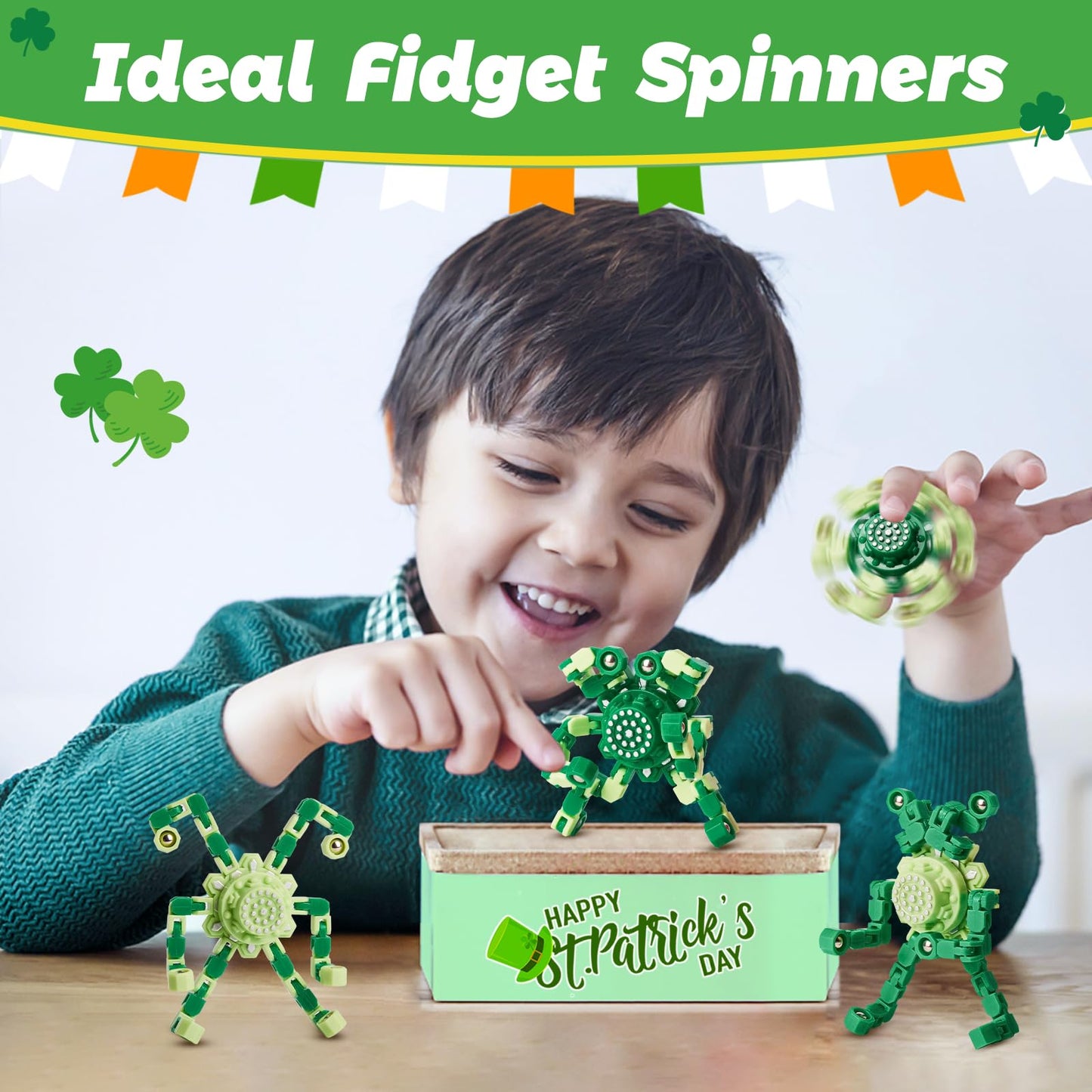 Gokeey St. Patrick's Day Transformable Fidget Spinners – Sensory Toys for Kids & Adults