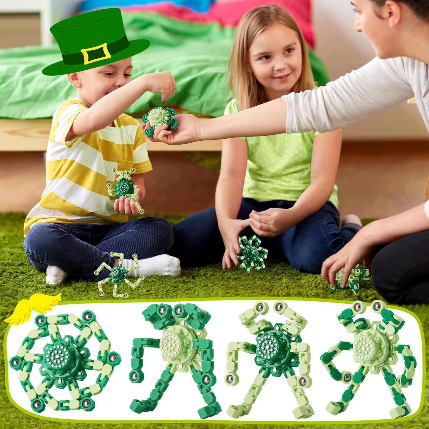 Gokeey St. Patrick's Day Transformable Fidget Spinners – Sensory Toys for Kids & Adults