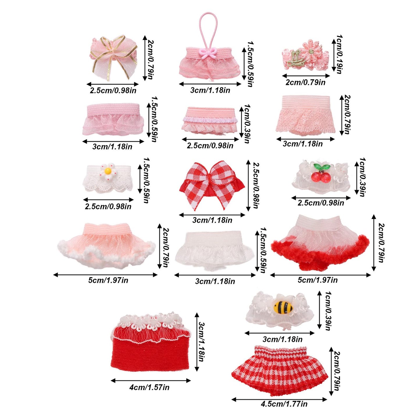 Goktvai 8 Sets 3in Doll Outfits – Cherry Blossom Tops & Skirts (Pink & Red)