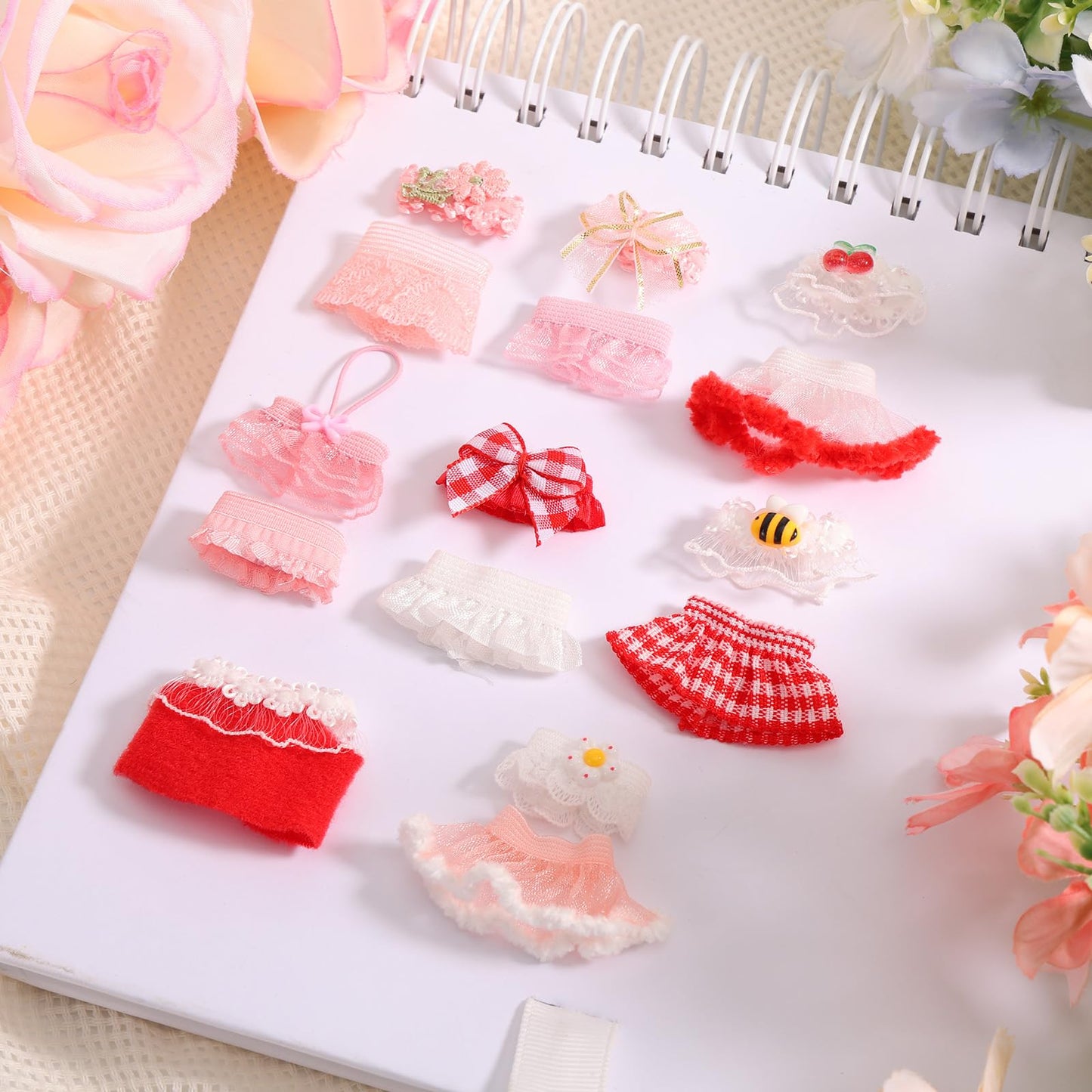 Goktvai 8 Sets 3in Doll Outfits – Cherry Blossom Tops & Skirts (Pink & Red)