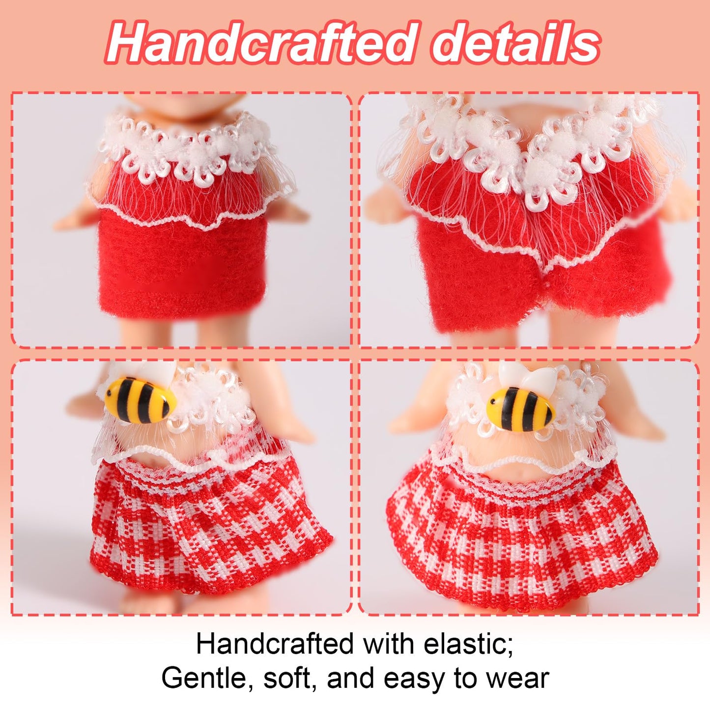 Goktvai 8 Sets 3in Doll Outfits – Cherry Blossom Tops & Skirts (Pink & Red)