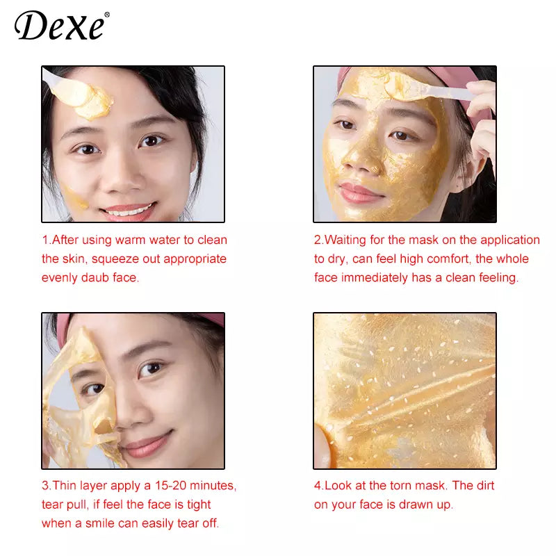 Dexe Gold Facial Mask | Luxury Anti-Aging & Brightening Facial Treatment for All Skin Types | 120g/4.23 oz