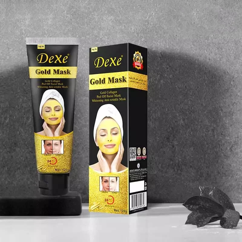 Dexe Gold Facial Mask | Luxury Anti-Aging & Brightening Facial Treatment for All Skin Types | 120g/4.23 oz