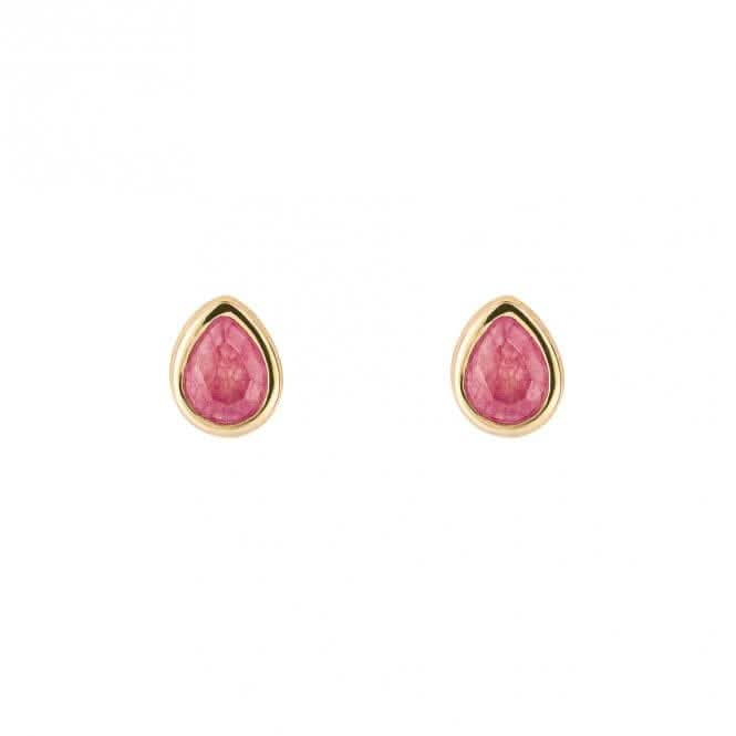 Gold Plated Birthstone July Pink Quartz Earrings E6208
