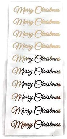 Gold Script Merry Christmas Stickers - 40 Foil Gold Sheets