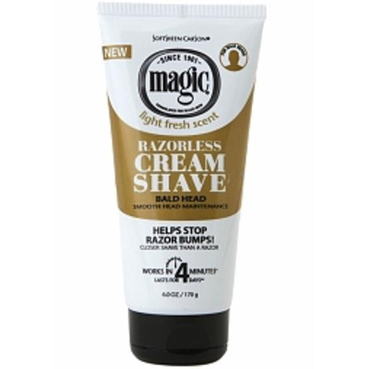 Magic Shave Soft Sheen Carson Razorless Cream Shave for Bald Head, No Razor Bumps, 6 oz
