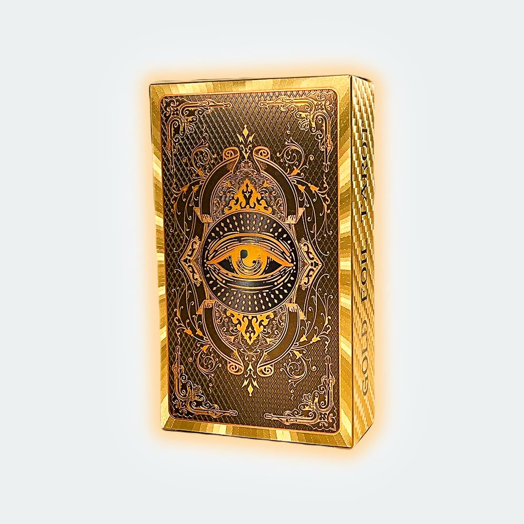 Spanish & English Golden Foil Tarot Deck with Guidebook — 78 PVC Cards, Waterproof & Wrinkle-Resistant