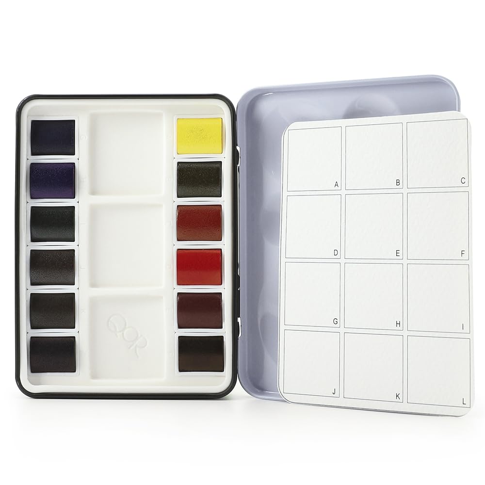 QoR Mini Set by GOLDEN — 12 Half Pan Watercolors for Professionals