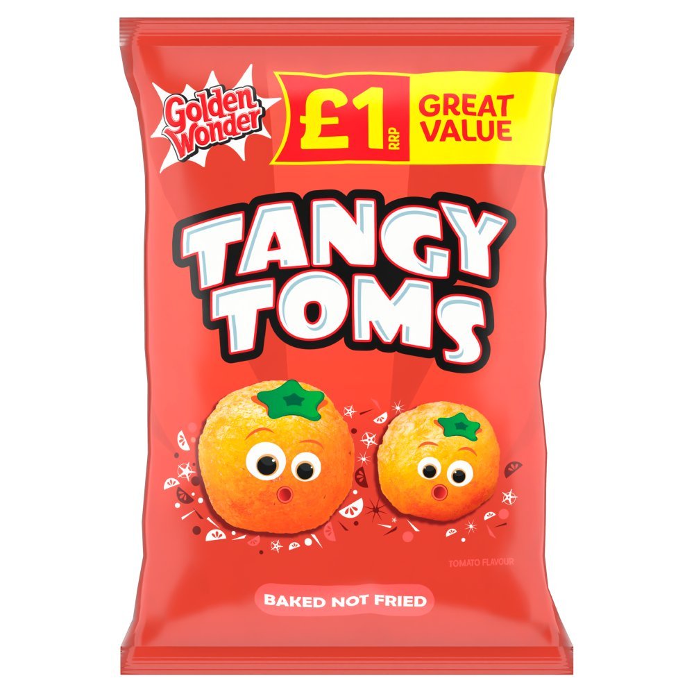 Golden Wonder Tangy Toms Tomato Flavour 63g (Box of 18)