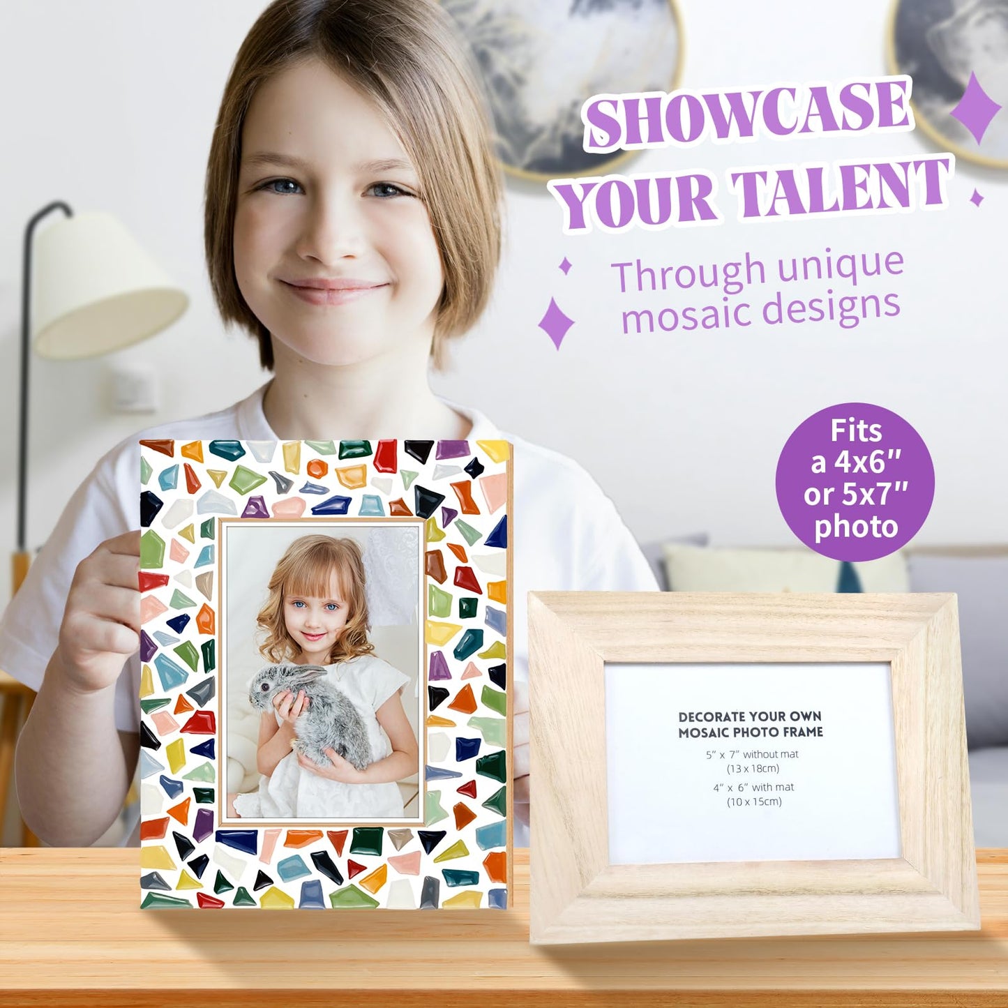Goldentime Mosaic Frame Kit – DIY Picture Frame Craft for Adults, Teens, and Gift Ideas