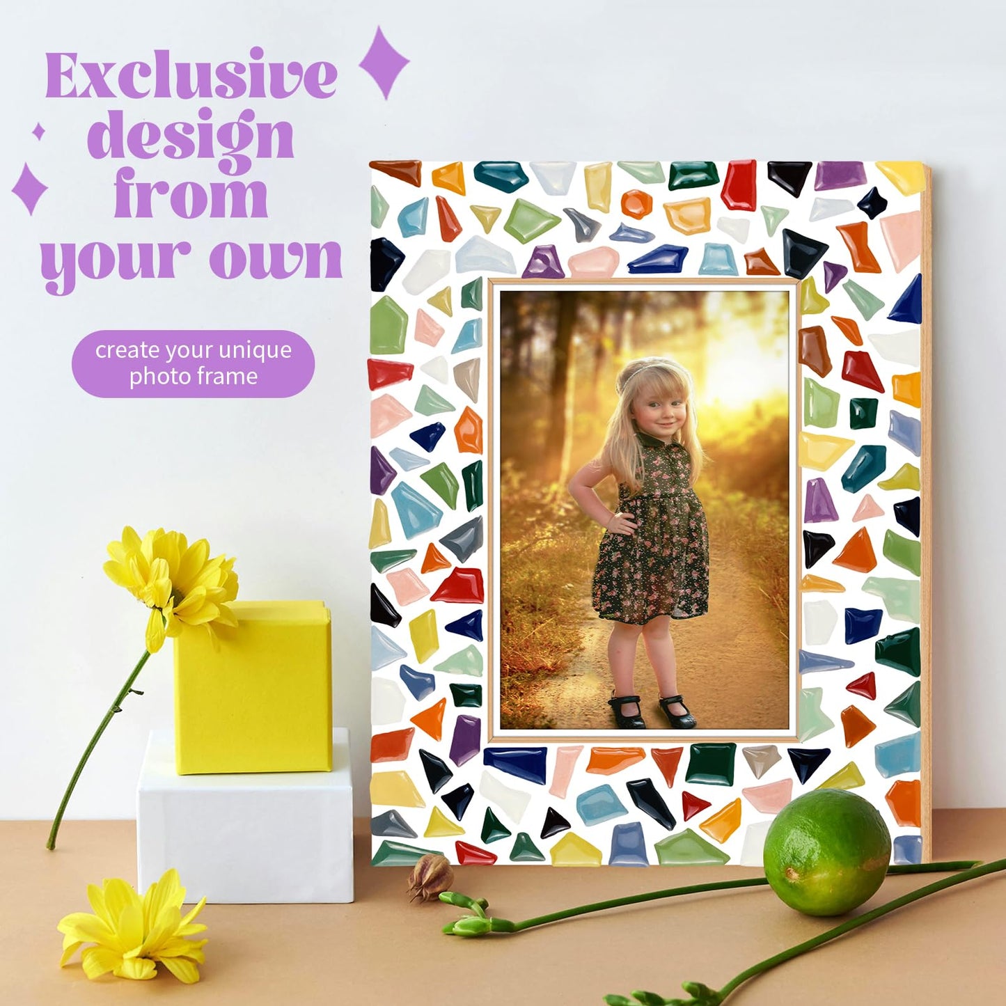 Goldentime Mosaic Frame Kit – DIY Picture Frame Craft for Adults, Teens, and Gift Ideas