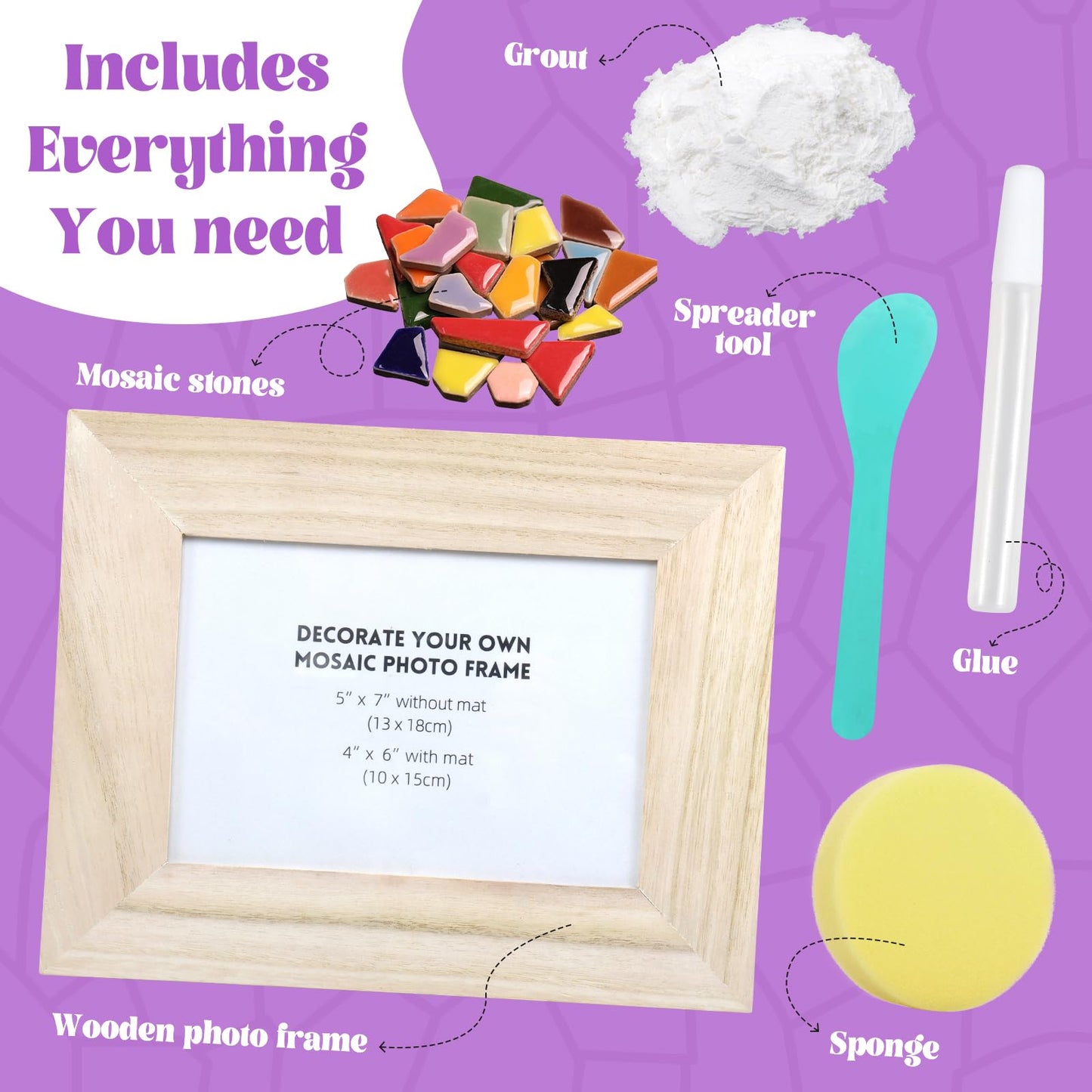 Goldentime Mosaic Frame Kit – DIY Picture Frame Craft for Adults, Teens, and Gift Ideas
