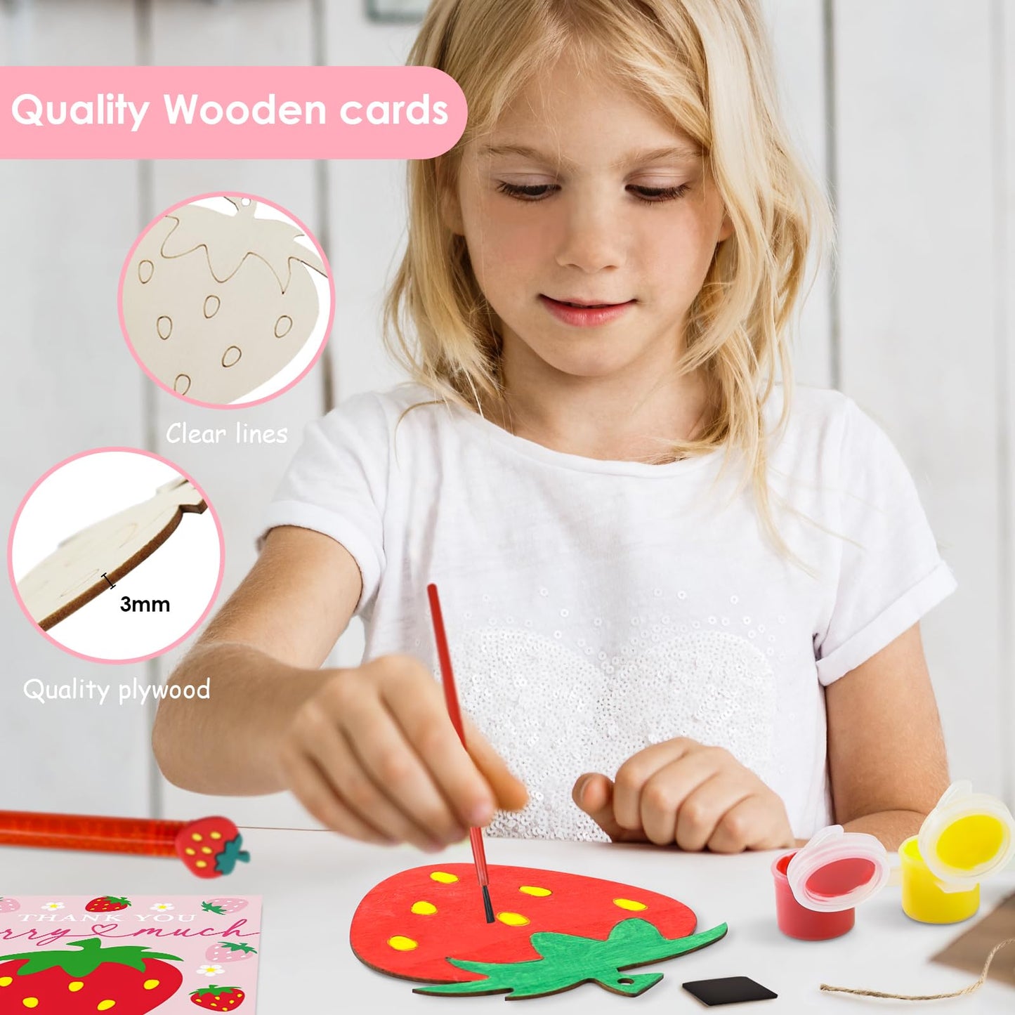 Goldentime 24-Pack Strawberry Party Favors for Kids: Bubbles, Magnets & Wood Painting Kit
