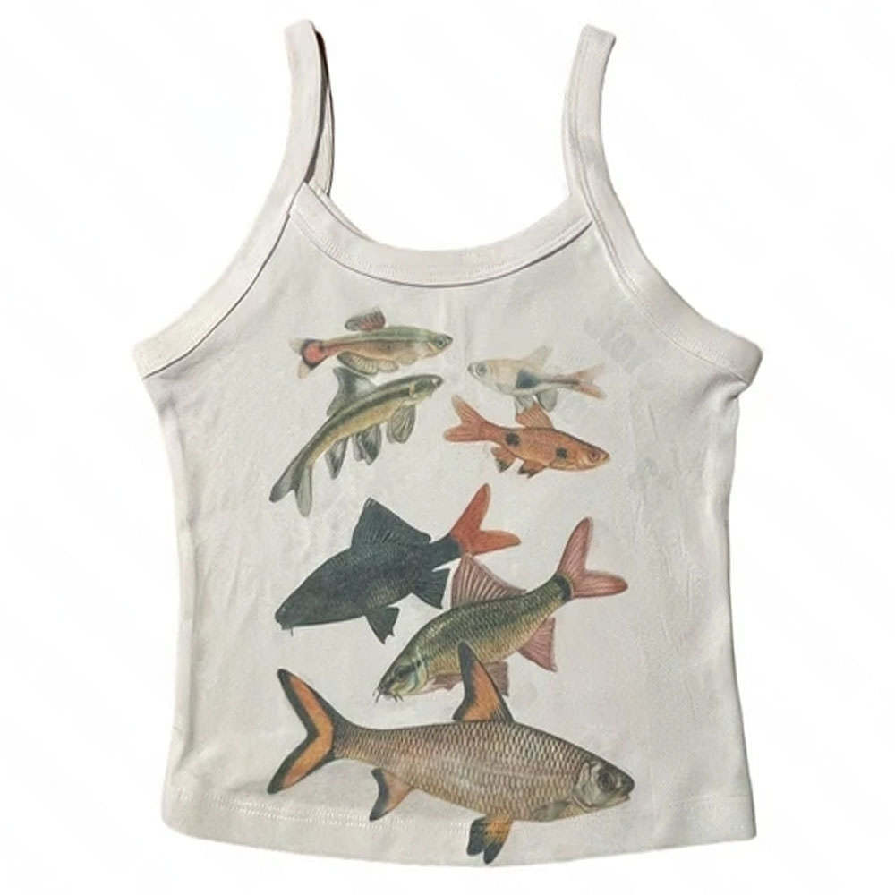 Goldfish Printed Versatile Slim Fit Casual Vest