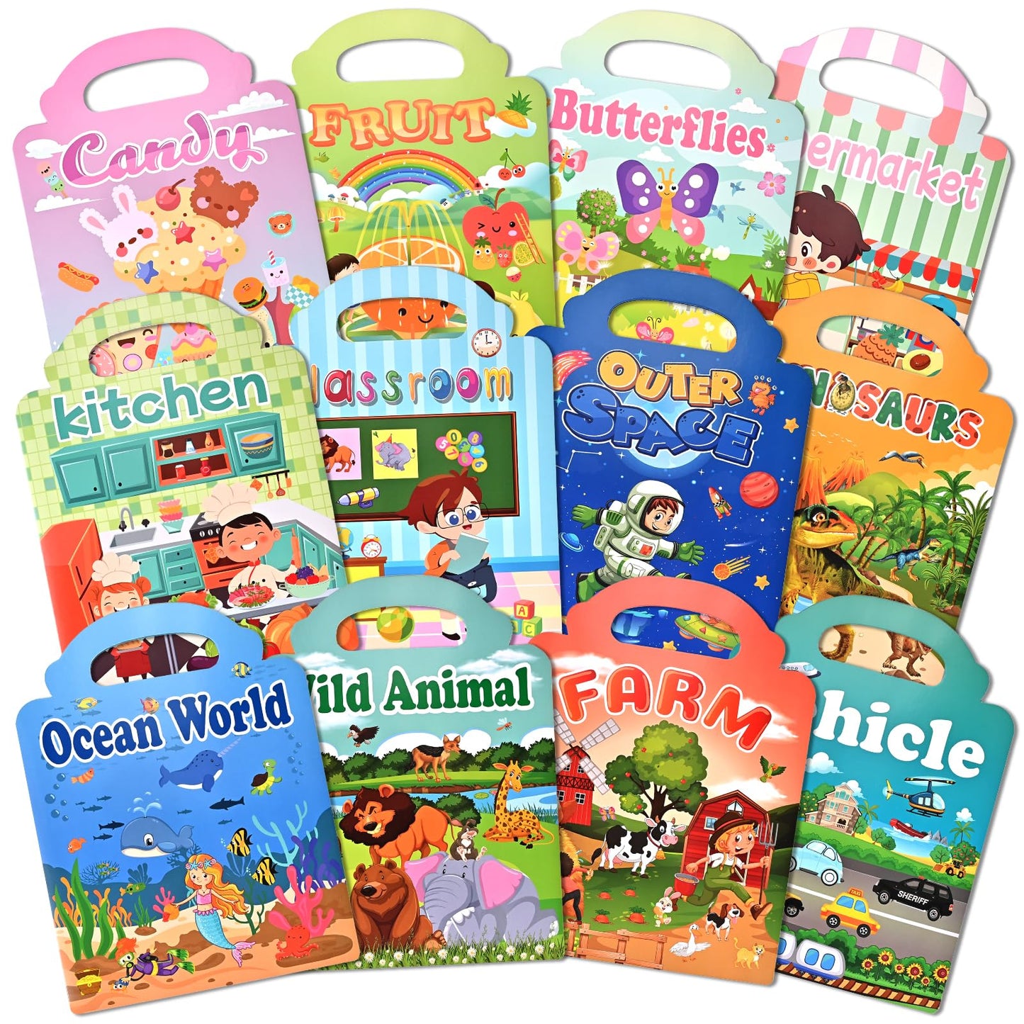 Goldge 12 Sets Reusable Puffy Sticker Books for Toddlers (2–6) | 600+ 3D Stickers, Travel Toys & Gifts