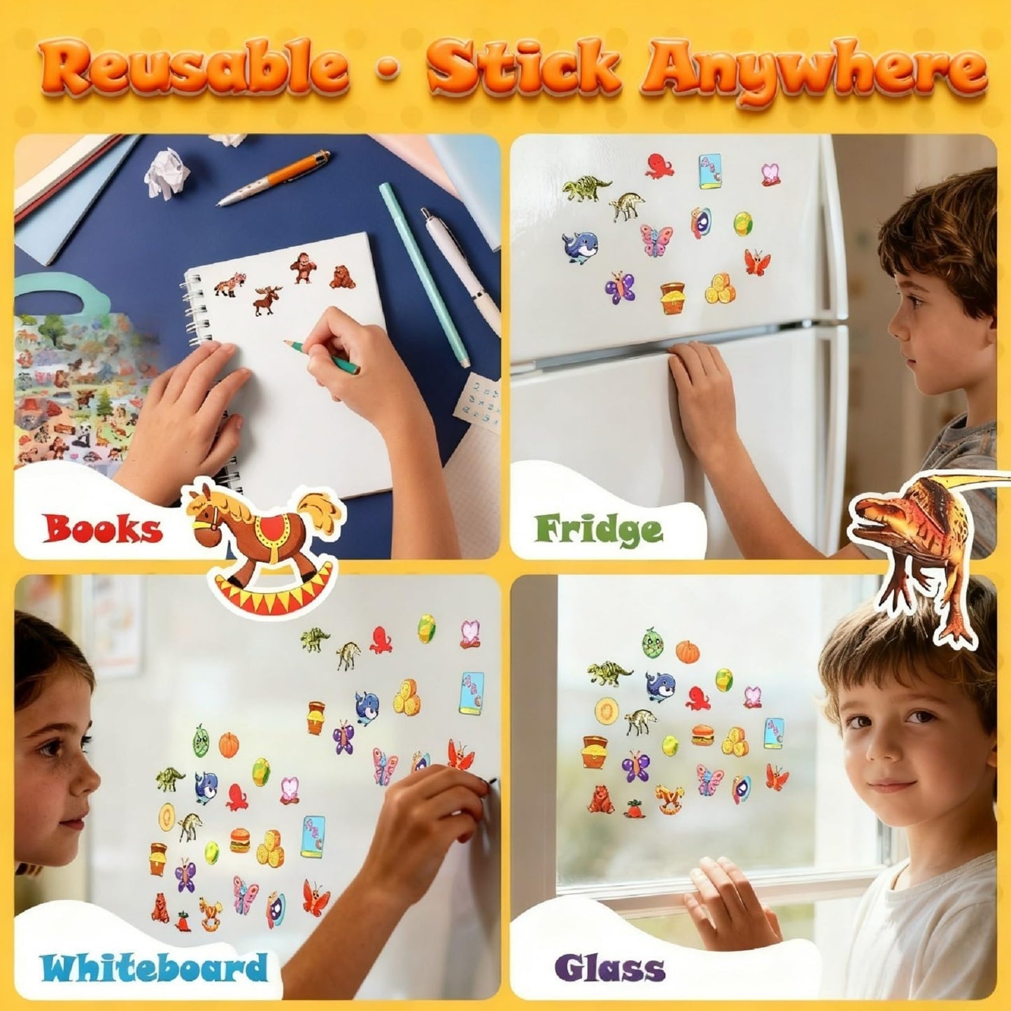 Goldge 12 Sets Reusable Puffy Sticker Books for Toddlers (2–6) | 600+ 3D Stickers, Travel Toys & Gifts