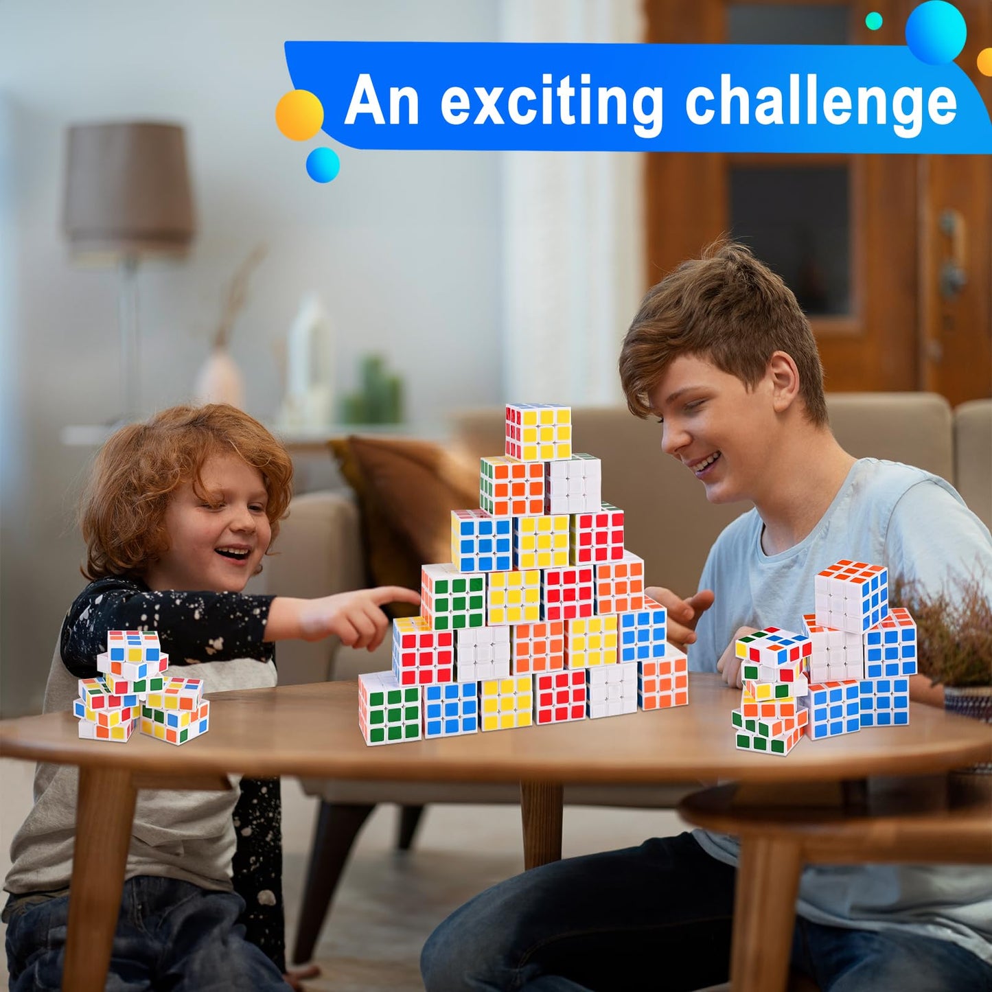 Goldge 60 Mini Cube Puzzles - 3x3, 1.18 in, Classroom Rewards & Party Favors, 6 Colors (White)