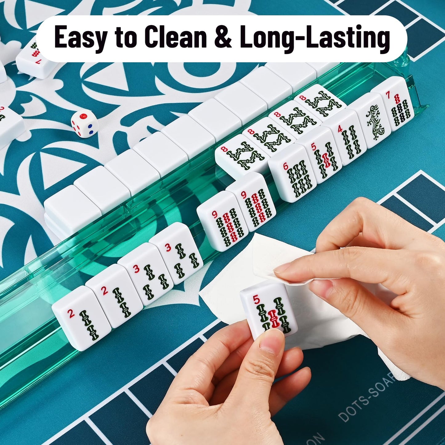 Goldge American Mahjong Tile Set – 166 Tiles, 4 Racks, 3 Dice, Carry Bag