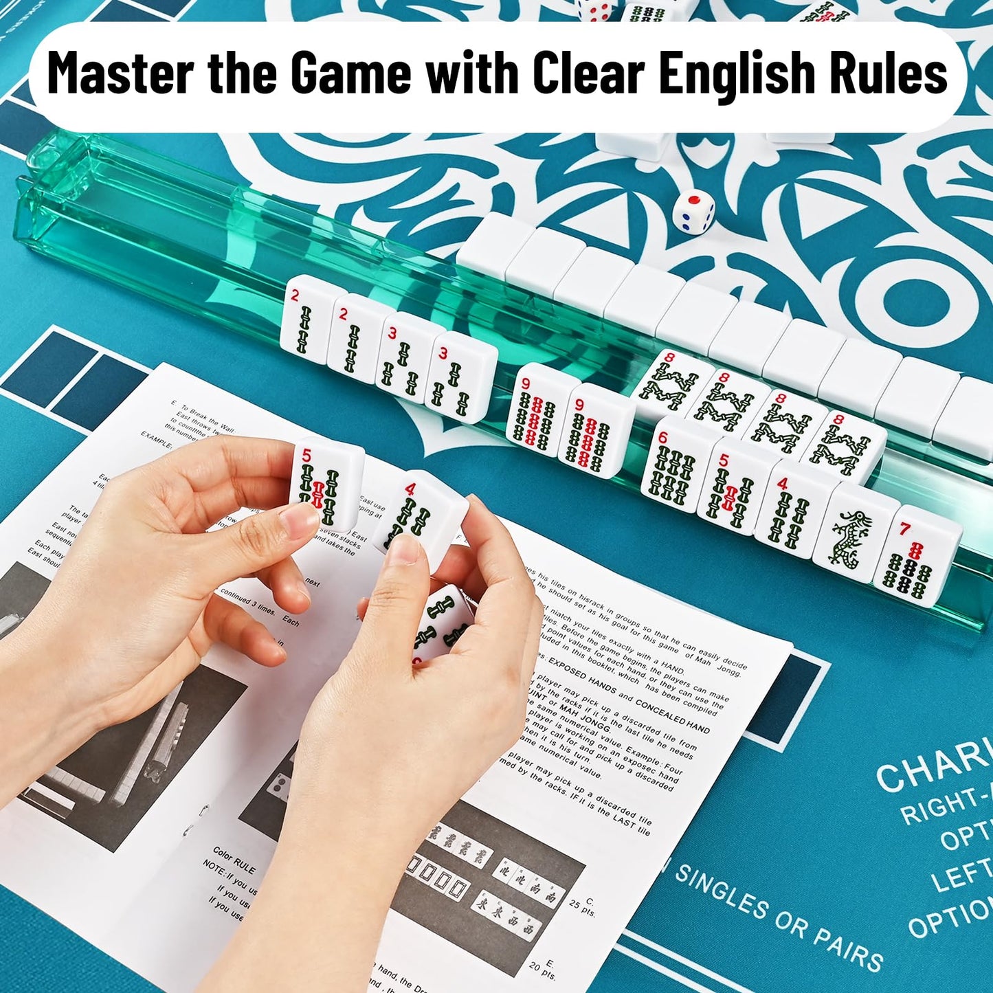 Goldge American Mahjong Tile Set – 166 Tiles, 4 Racks, 3 Dice, Carry Bag