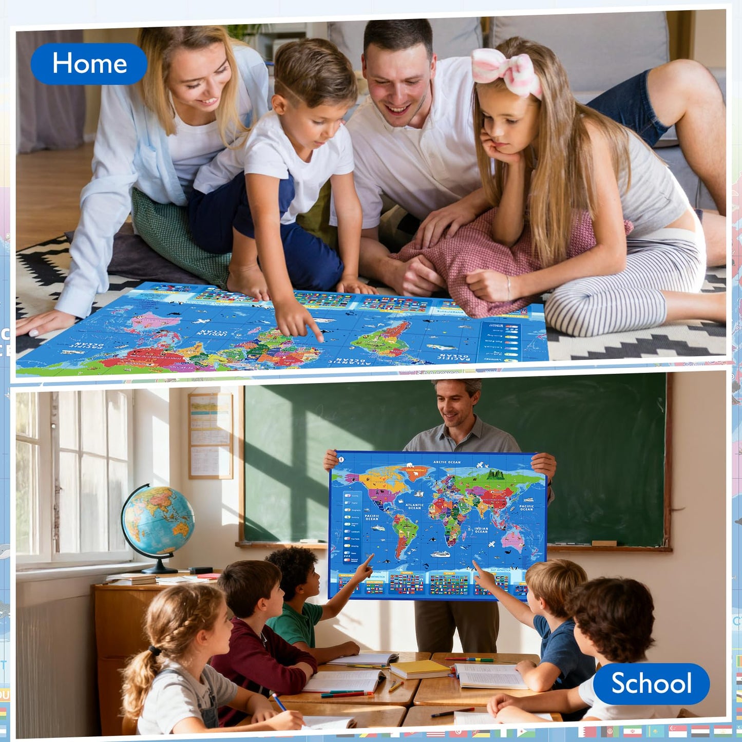 Goldge Interactive World Map for Kids – Talking Pen, Music Card & Recordable Greeting Card