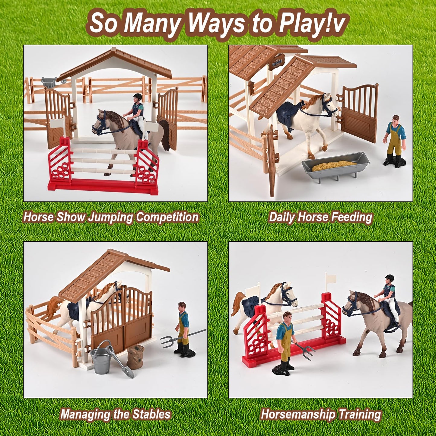 Goldge Horse Stable Playset — Realistic Ranch Toy with 3 Horses & Accessories (Ages 3–12)