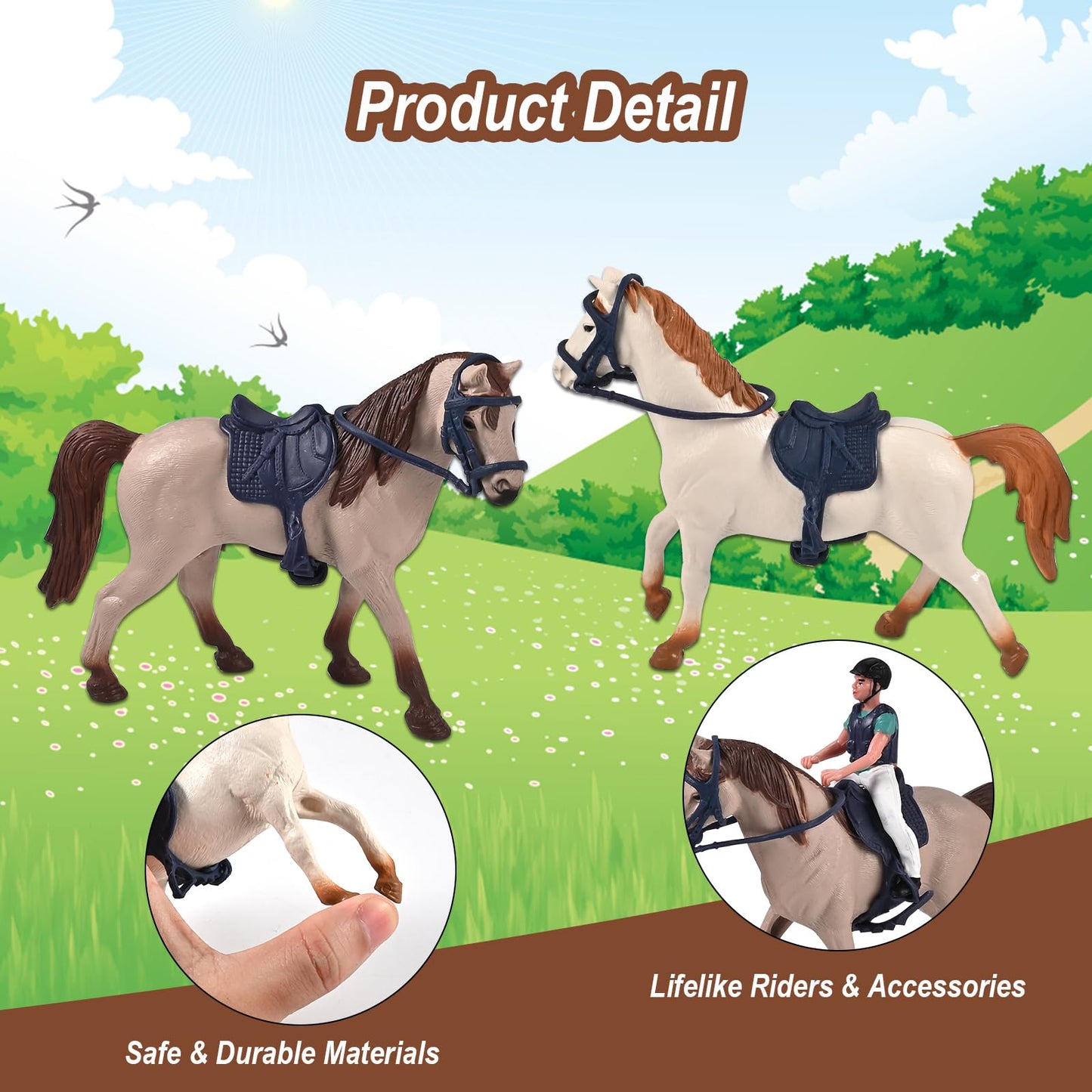 Goldge Horse Stable Playset — Realistic Ranch Toy with 3 Horses & Accessories (Ages 3–12)