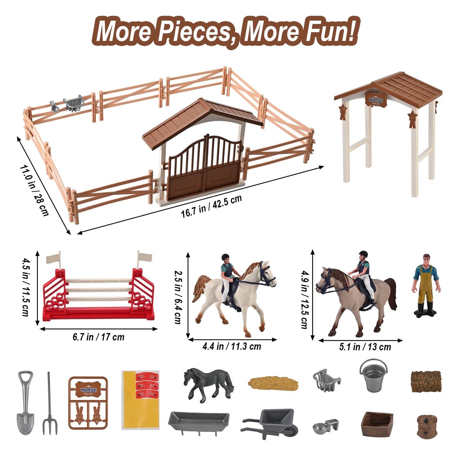 Goldge Horse Stable Playset — Realistic Ranch Toy with 3 Horses & Accessories (Ages 3–12)