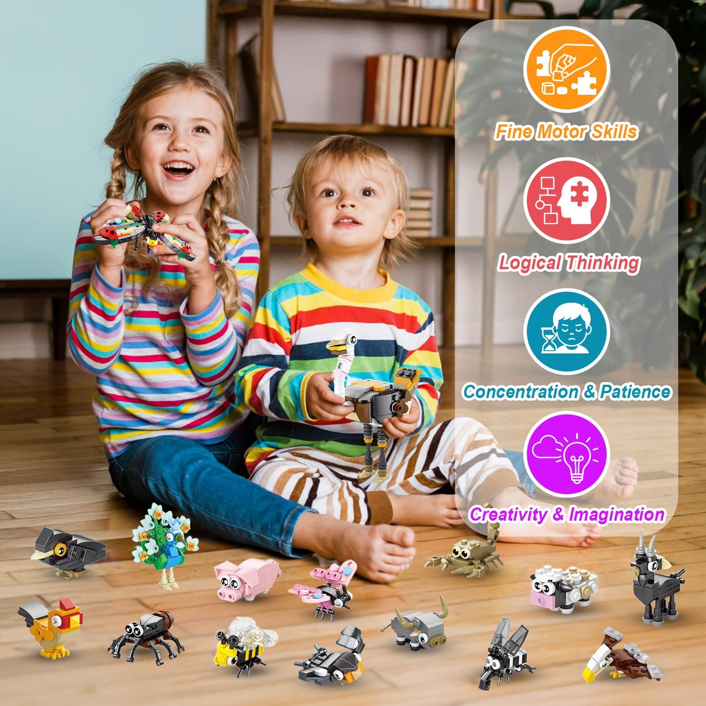 Goldge 40 Packs Animal Building Blocks – 999+ Pieces, 4 Themes for Kids 6–12
