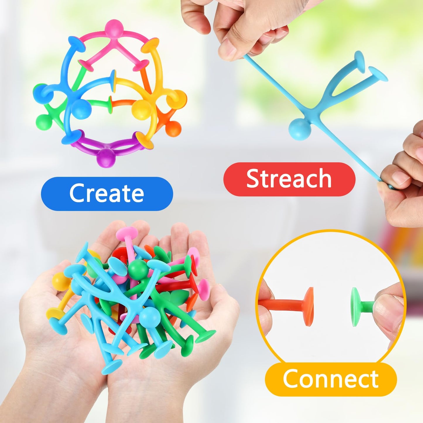 GOLDGE 28-Pack Suction Cup Fidget Toys | Sensory Set for Kids (Autism, ADHD) | Travel-Friendly