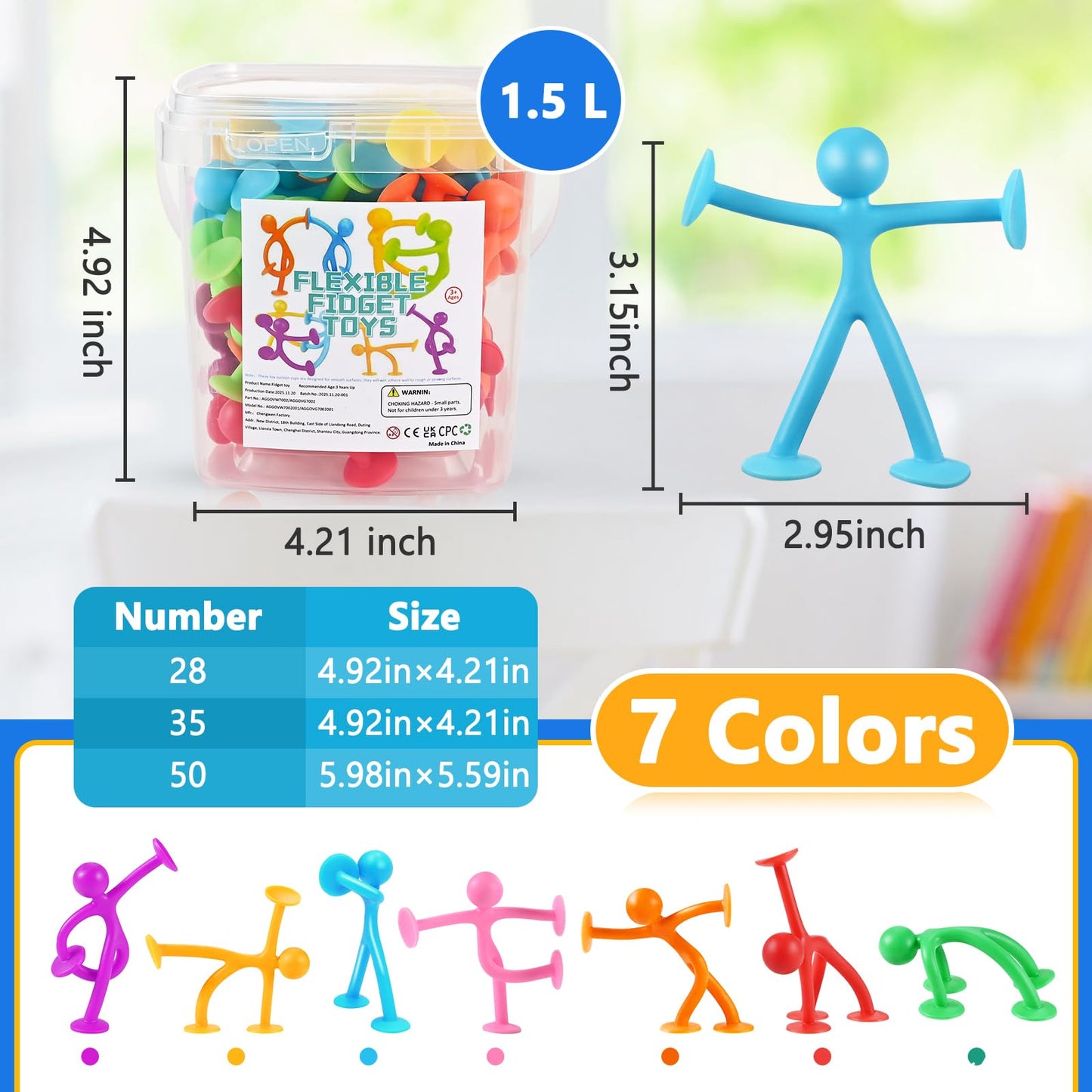 GOLDGE 28-Pack Suction Cup Fidget Toys | Sensory Set for Kids (Autism, ADHD) | Travel-Friendly