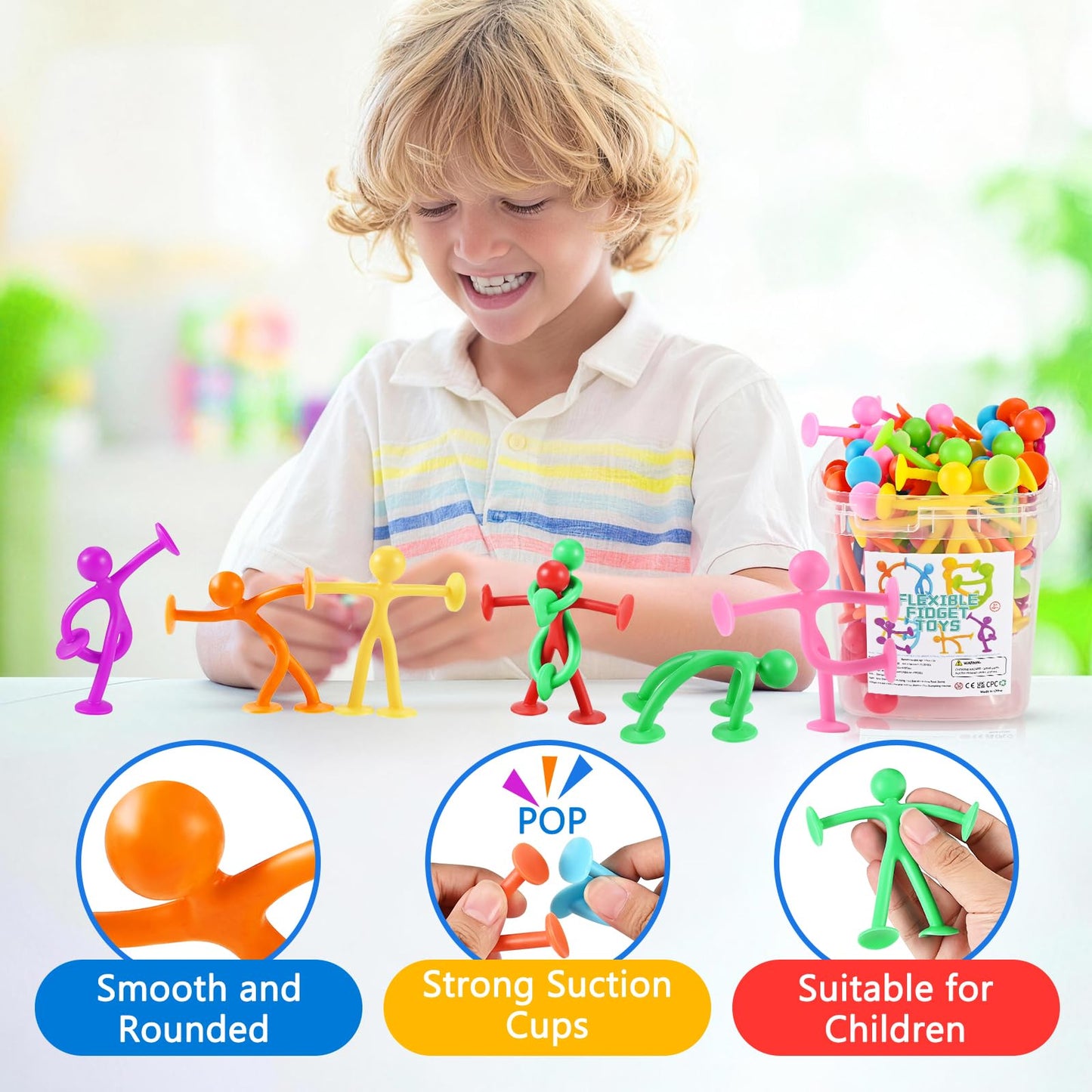 GOLDGE 50 Pack Suction Cup Fidget Toys Set | Humanoid Sensory Toys for Kids