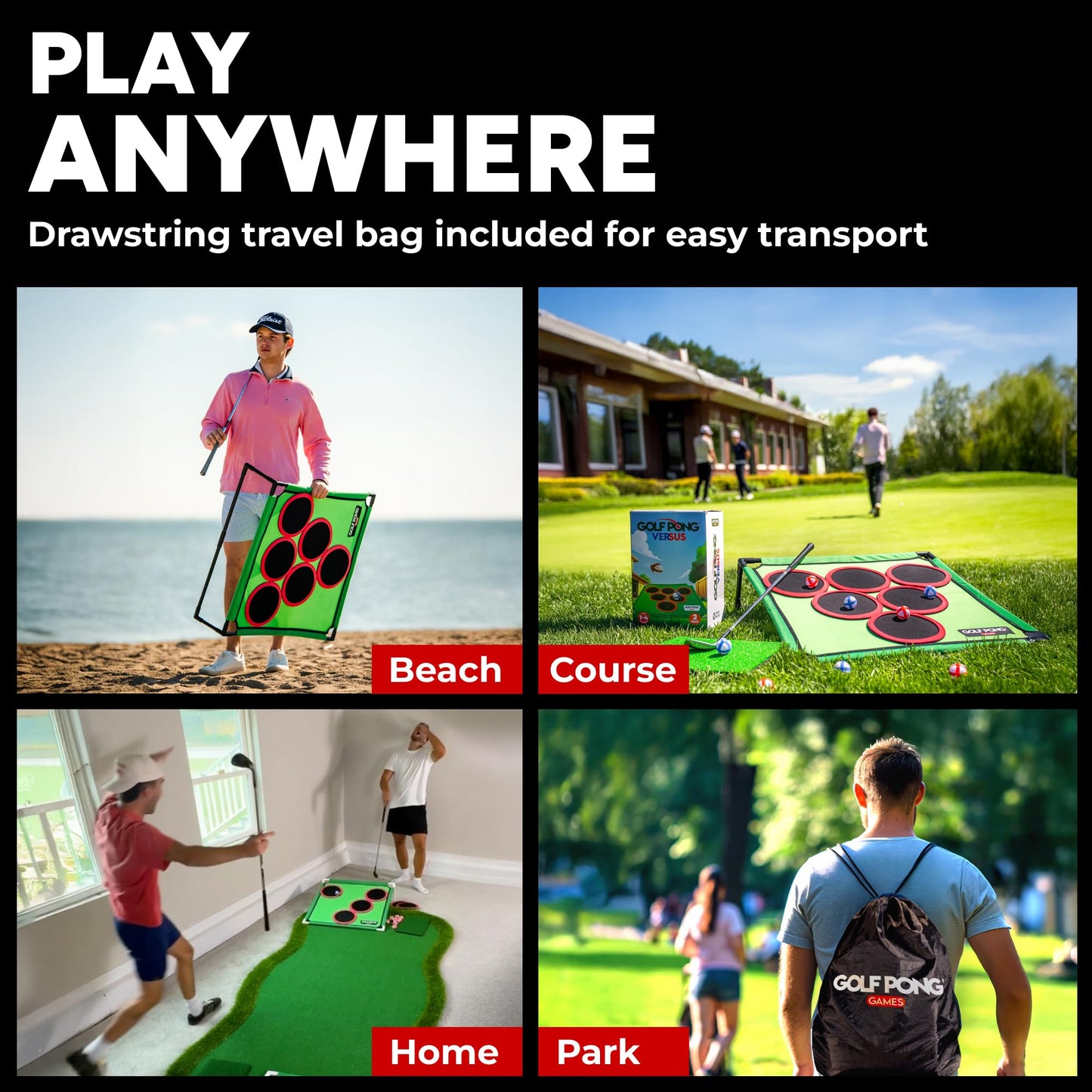 Golf Pong Game Set — Jumbo Backyard Golf Chipping Game for Indoor/Outdoor Fun