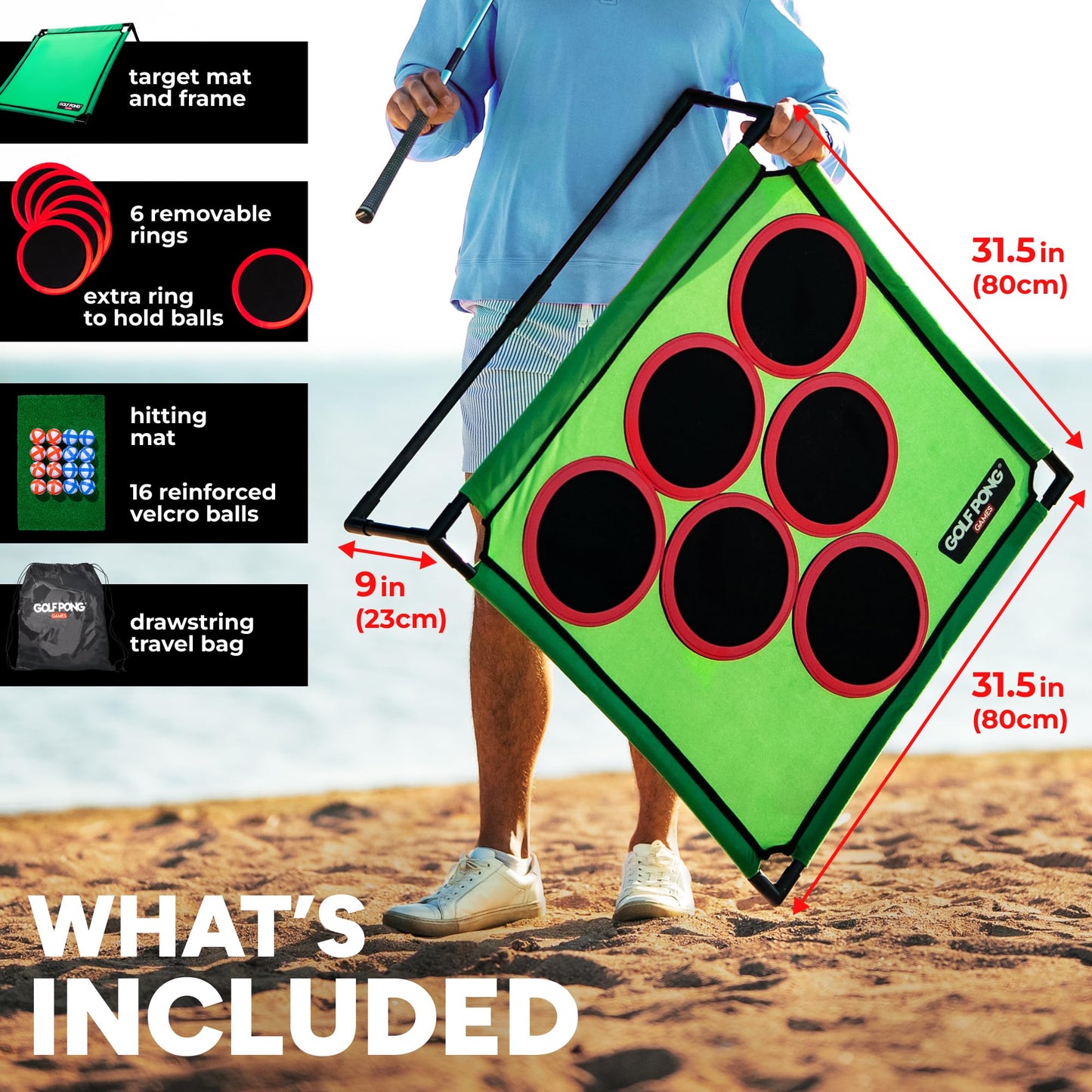 Golf Pong Game Set — Jumbo Backyard Golf Chipping Game for Indoor/Outdoor Fun