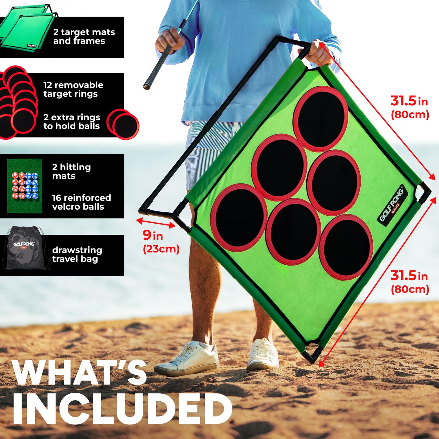 Golf Pong Versus Edition (2 Pack) – Jumbo Backyard & Indoor Golf Chipping Game Set