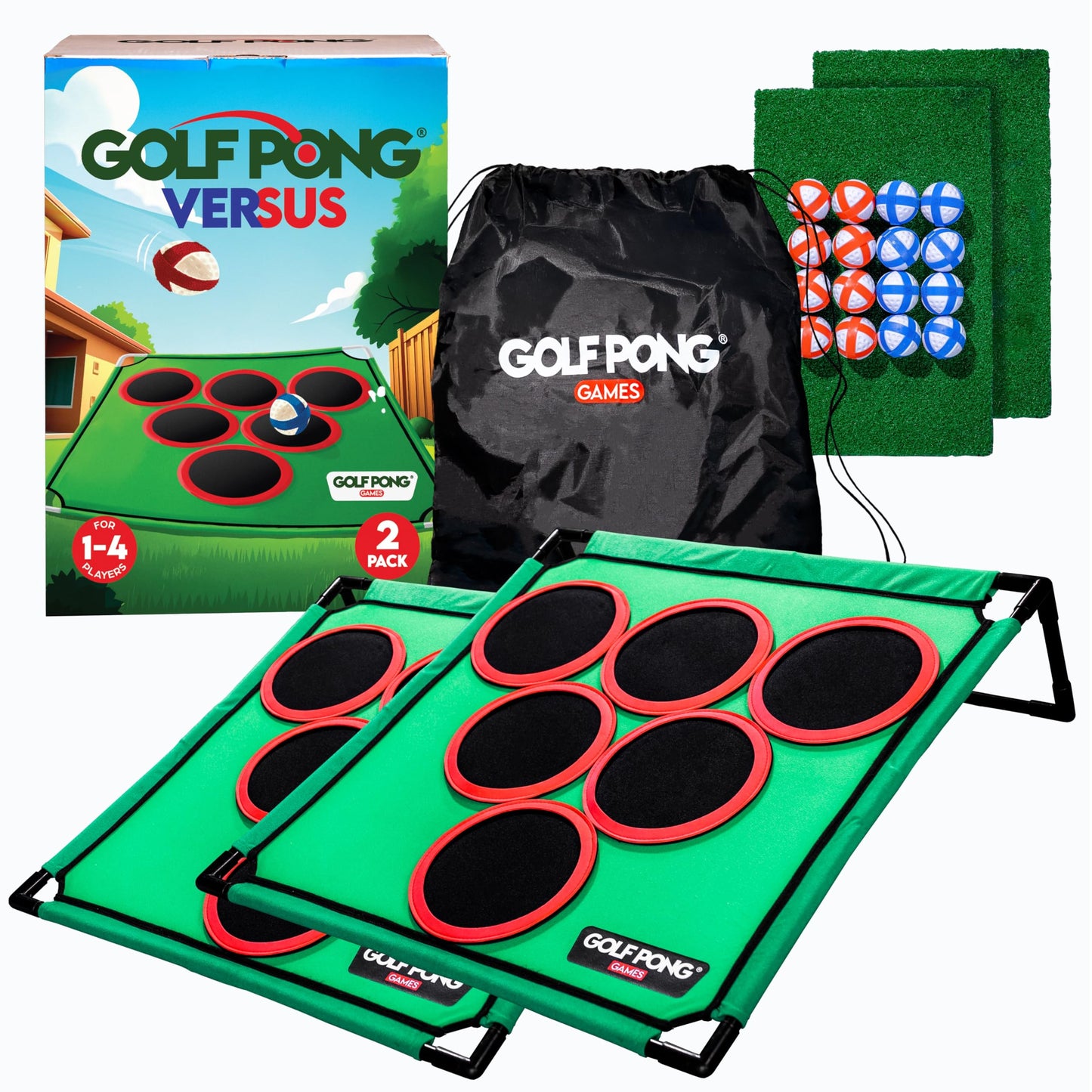 Golf Pong Versus Edition (2 Pack) – Jumbo Backyard & Indoor Golf Chipping Game Set