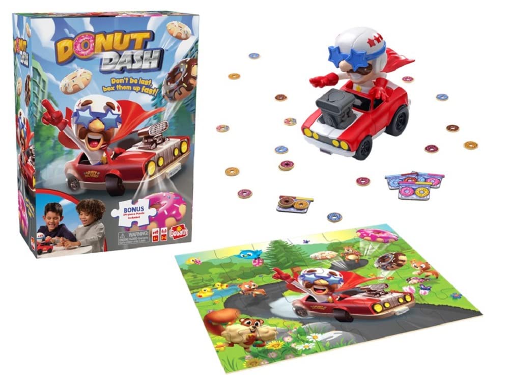 Goliath Donut Dash Game with 24-Piece Puzzle – Race to Match Donuts on Any Surface