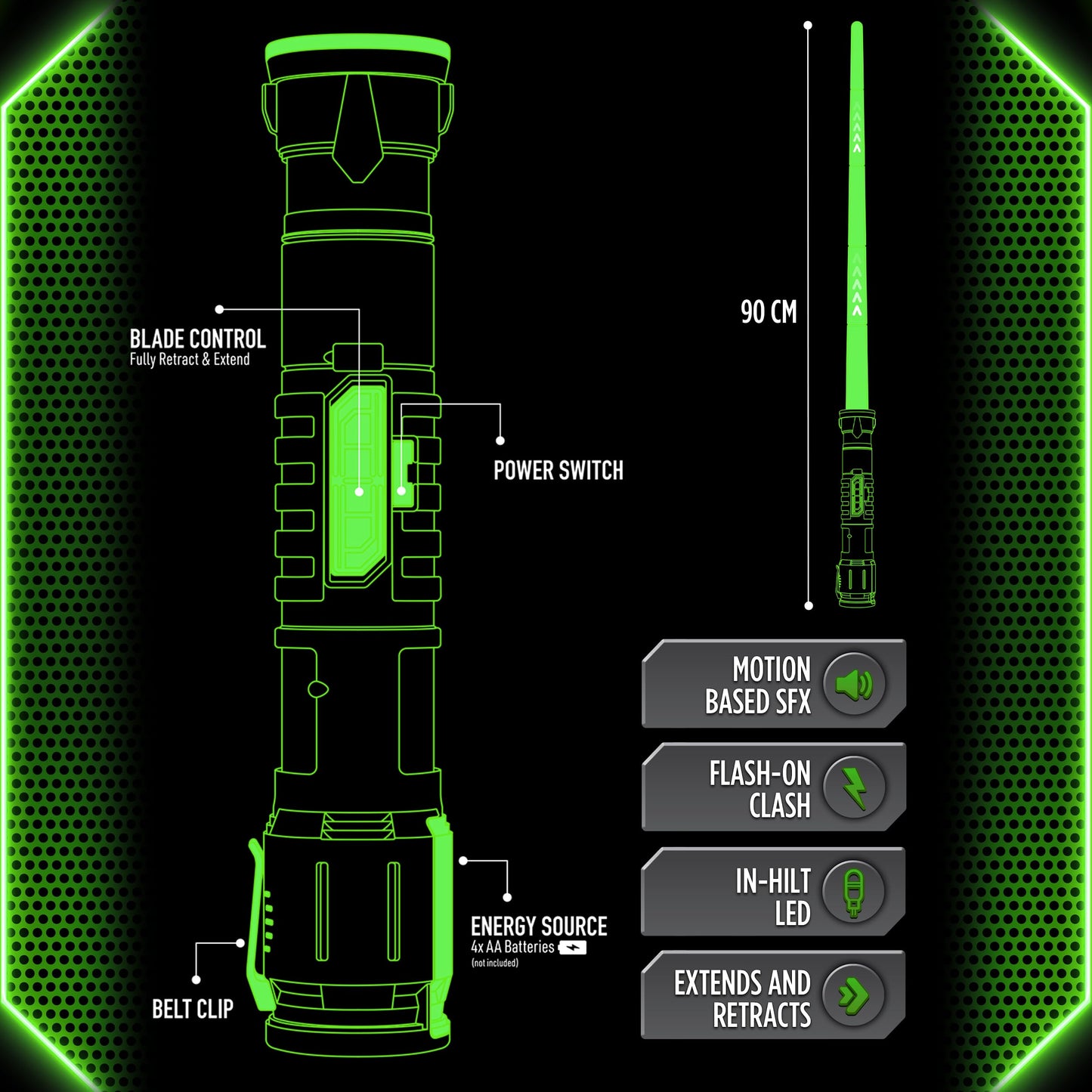 Goliath Power Saber: Auto Extending 35-Inch Battle Saber with Motion SFX