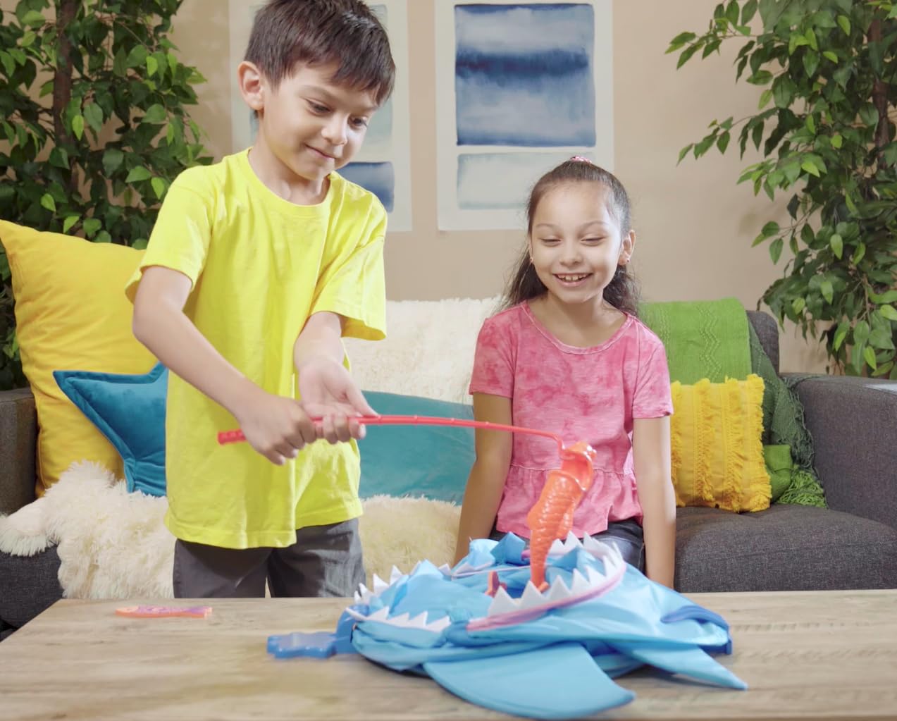 Goliath Pressman Giant Shark Bite Game – Jumping Shark, Blue Light, 2–4 Players (Ages 4+)