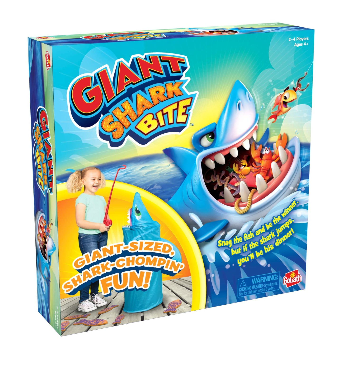 Goliath Pressman Giant Shark Bite Game – Jumping Shark, Blue Light, 2–4 Players (Ages 4+)