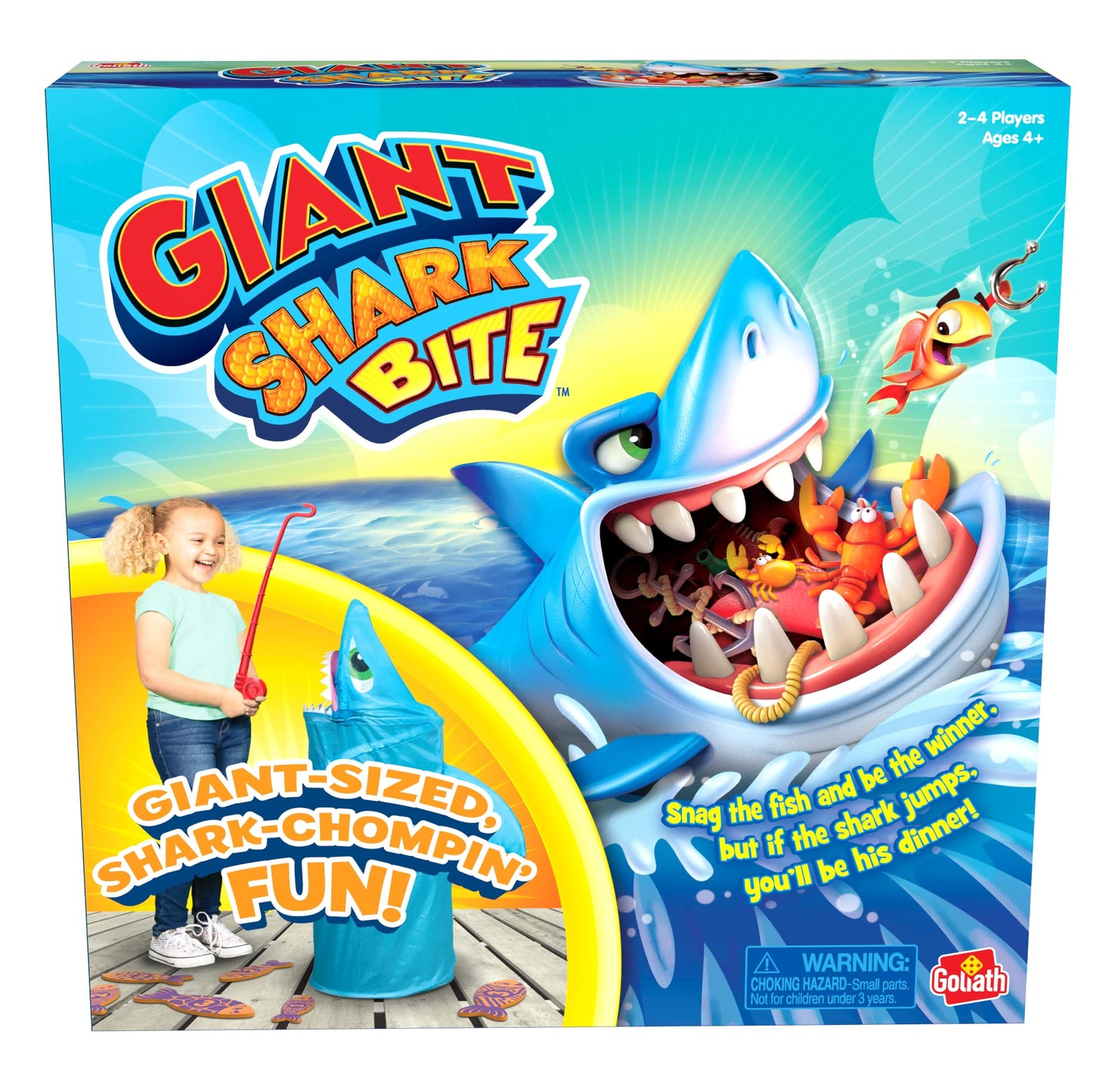 Goliath Pressman Giant Shark Bite Game – Jumping Shark, Blue Light, 2–4 Players (Ages 4+)