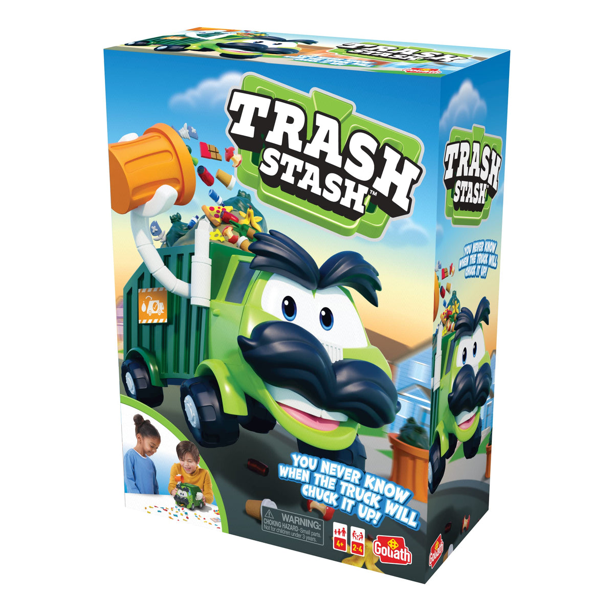 Goliath Trash Stash Game - Kid-Powered Garbage Truck Action, 2-4 Players, Ages 4+