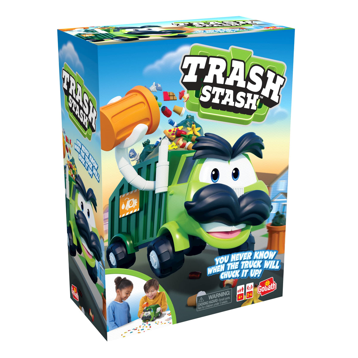 Goliath Trash Stash Game - Kid-Powered Garbage Truck Action, 2-4 Players, Ages 4+