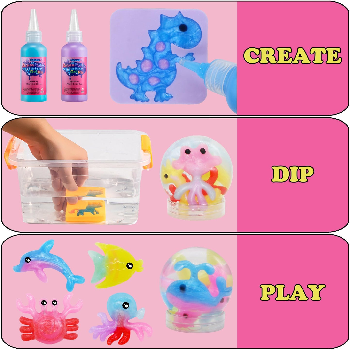 Golinkid Magic Water Elf Toy Kit – 20 Bottles, 24 Molds, Glow in the Dark Aqua Fairy Craft