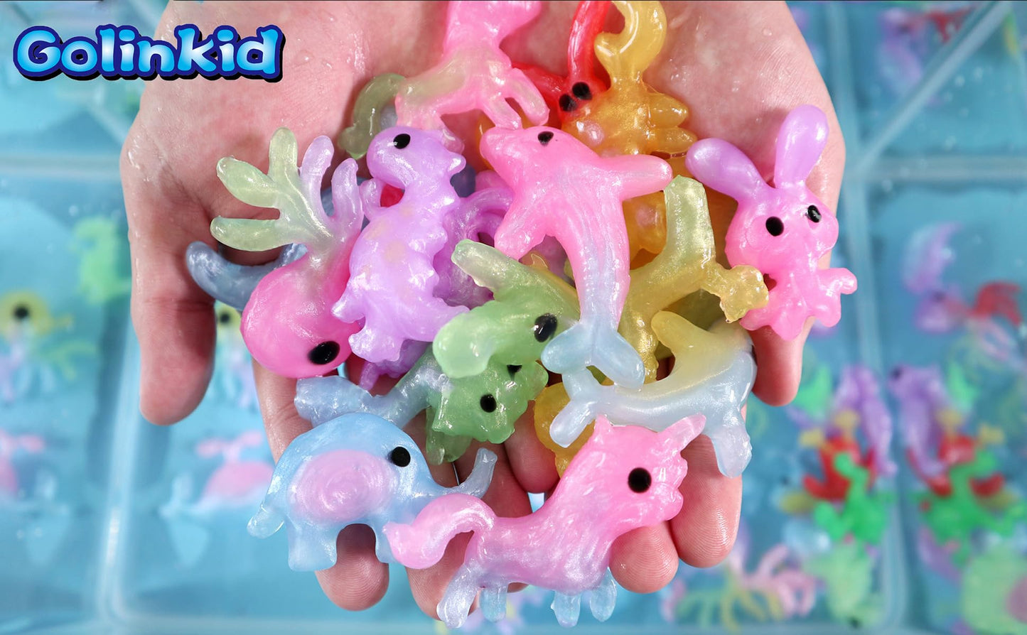 Golinkid Magic Water Elf Toy Kit – 20 Bottles, 24 Molds, Glow in the Dark Aqua Fairy Craft